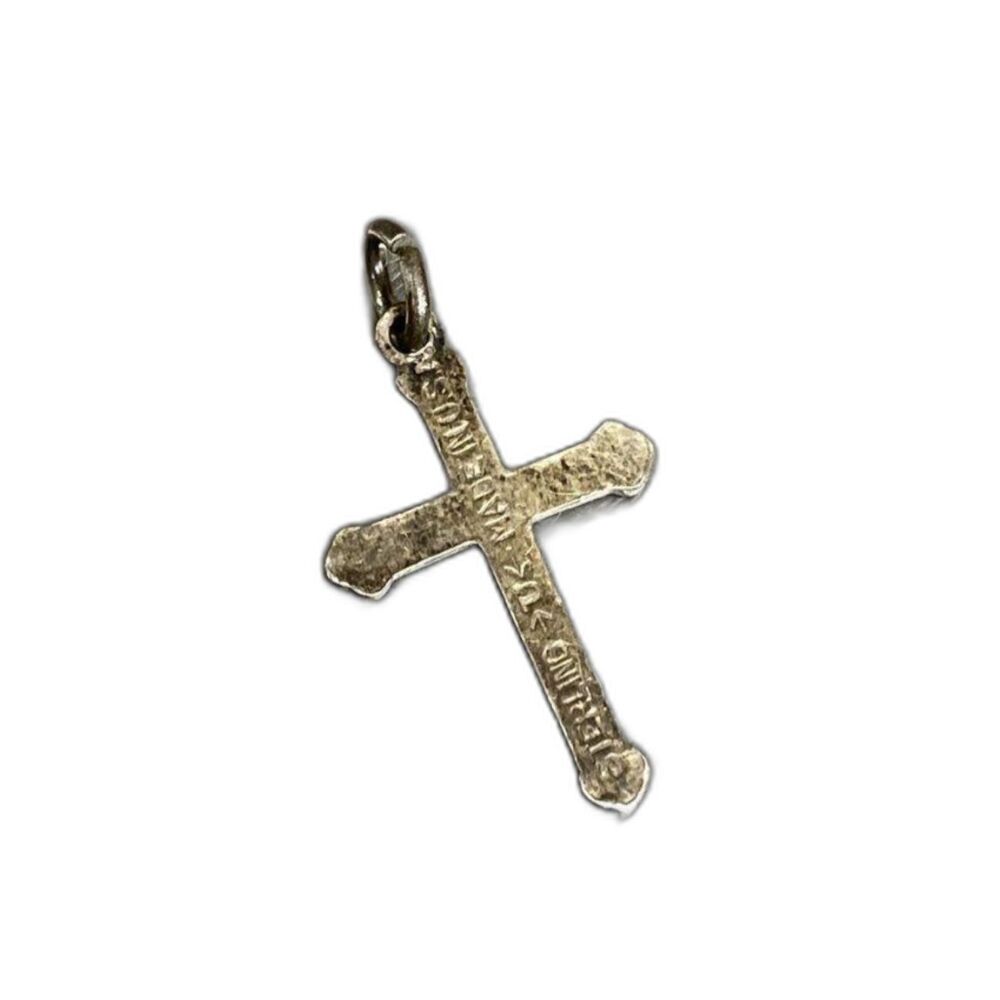 Vintage Uncas Sterling Silver 925 Budded Cross Pendant Crucifix Charm
